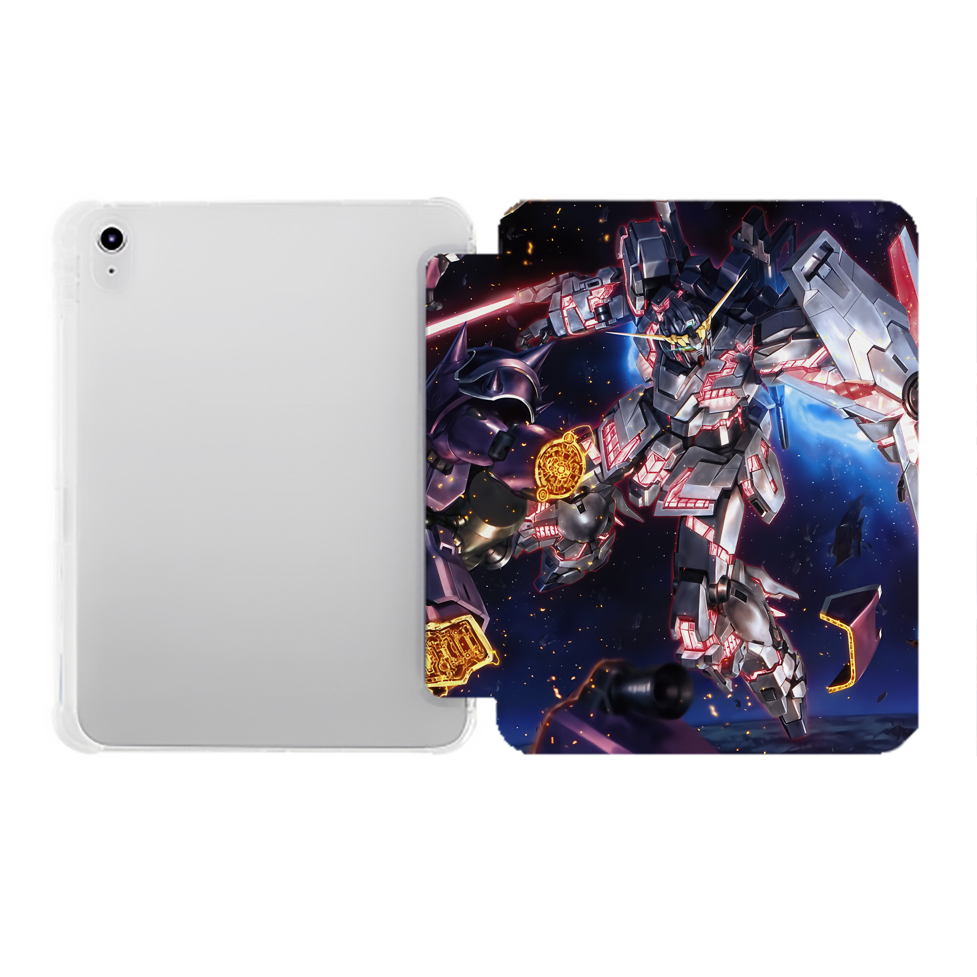 （画像用） 機動戦士ガンダム Mobile Suit Gundam IPad ケース ペン収納付き 三つ折りスタンド PUレザー×シリコン 対応機種9.5/10.5/10.9インチ